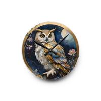Watercolor Owl Wall Clock: Ethereal Bird Art, Nature Home Decor,