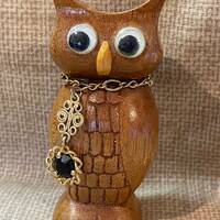 Vintage Wood Owl Candle Holder/Wood Owl Toothpick Holder/Owl Home Decor/Kitschy Wood Owl/Carved Wood