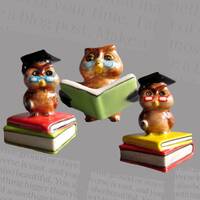 Owl Bird Ceramic Figurine Miniature Porcelain Animal Statue Collectible Decor Small Tiny Little Owl 