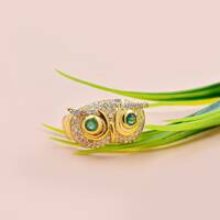 14K Yellow Gold Plated Owl Ring New Designer Lucky Owl Ring Jewelry