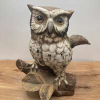 Homco Great Horned Owl #1114 Figurine Painted Ceramic Porcelain Vintage No Chips