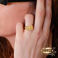 18k Gold Athenian Owl Ring with Brilliant Diamonds. Timeless Unisex Jewelry