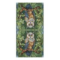 Mink-Cotton Towel Mosaic Tile Mystical Owl Design, Custom Nature Lover, Absorbent Comfortable,  Matc