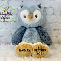 Personalized Big Brother Owl Stuffed Animal, Gift For Sibling, Big Brother Gift From Baby, Custom Ow