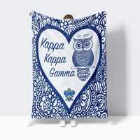 Kappa Kappa Gamma Blanket: Mandala Owl Sherpa Fleece (XL 60x80) | KKG Gifts
