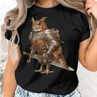 Armored Owl Warrior T-Shirt: Medieval Fantasy Knight Tee