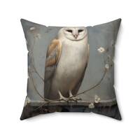 Barn Owl #2 Spun Polyester Square Pillow (14 x 14 & 20 x 20), Cottagecore Pillow, Fairycore Pill