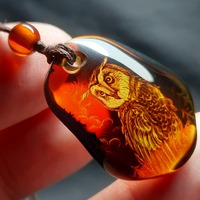 Amber pendant Owl