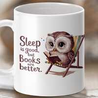 Book Lover Owl Mug Wrap: 11oz and 15oz Sublimation Design (Digital Download)