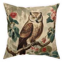 Owl throw pillow cover 14x14 16x16 18x18 20x20 24x24 26x26, Vintage style Outdoor Euro Sham, gift fo