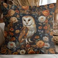 William Morris Inspired Barn Owl Wildflower Throw Pillow | Cottagecore Design | Insert Included