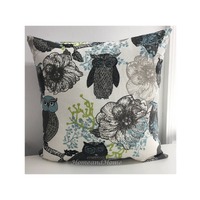 Zipper Closure Owls pillow cover/ Bird pillow cover/ Euro Shams Throw Pillow lumbar Nursery pillow c