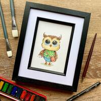 Owl Painting, Watercolour Painting, 14x19cm, Original Art, Owl Lover Gift, Affordable Art, Certifica