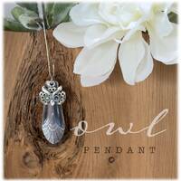 Whimsical Owl Pendant: Upcycled Silverware Necklace, Sparkling Eyes