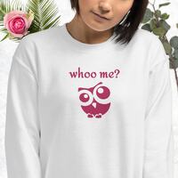 Embroidered Owl Sweatshirt - ‘Whoo Me?’ Cozy Unisex Pullover, Handcrafted Design for Owl
