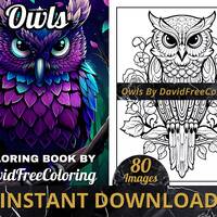 Owls Coloring Book for Adult Coloring Pages Adorable Owls printable coloring book gift for adult PDF