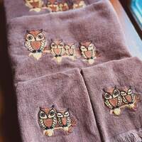 Vintage Martex Owl Towel Set | Vintage Owl Bath Towel | Vintage Owl Hand towel | Retro Bathroom