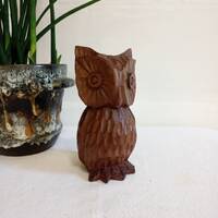 Vintage Hand Carved Wood Owl Sculpture Figurine 1970's