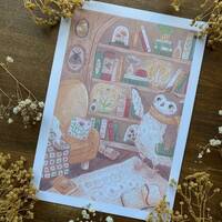 The Library Owl - Art Print