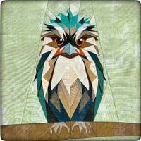Eule Tawny Frogmouth, lustiger australischer Vogel Foundation Paper Piecing Quilt Muster, FPP, Schni