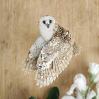 Barn owl beaded brooch Handmade beaded bird brooch Embroidered Beaded Barn Owl pendant Polar owl pin