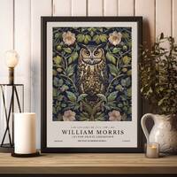 Owl William Morris Print, William Morris Exhibition Print, William Morris Owl Poster, Vintage Wall A