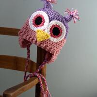 Owl Hat, Ear flap Hat, Crochet Beanie, Bird Hat, Children's Gift, Holiday Gift, Halloween Costum