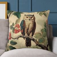 Owl throw pillow cover 14x14 16x16 18x18 20x20 24x24 26x26, Outdoor owl cushion, victorian room deco