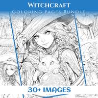 30+ Witchcraft Anime Coloring Manga with Owls | Coloring Pages for Adults Printable Book Art, Colori