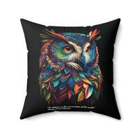 Colorful Owl Art on Spun Polyester Square Pillow with Thoreau Quote Couch Throw Pillow Bird Gift for