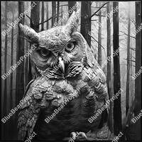 Owl | Laser Engrave Burn PNG | PNG file ready for engraving on wood and slate | 3D Illusion | Digita