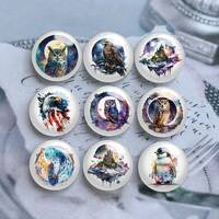 10pcs 10mm 12mm Owl Cabochon, Penguin Glass Dome, 14mm 16mm 18mm 20mm 25mm 30mm 35mm 40mm DIY Hawk P