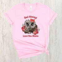 Mother's Day T-shirt featuring a Mama Owl and her Sweet Baby Girl Owl with Floral Design