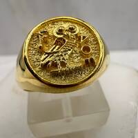 Athena owl Signet ring ancient Greek coin copy  silver gold