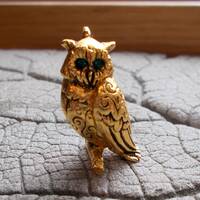 Max Factor Owl Pendant, Vintage Costume Jewelry, Vintage Max Factor, Gold Tone Owl Perfume Pendant, 