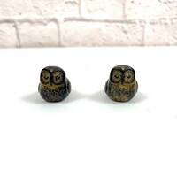 Vintage Pair of Stoneware Owl Figurines Gift for owl Lovers Cute Kitchen Garden Decor Gift for two f