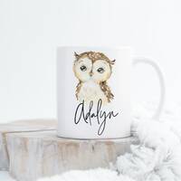 Name Owl Mug, Ceramic Owl Coffee Cup for Women, Custom Owl Coffee Mug, Personalized Owl Gift, Owl Ch