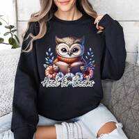 Scholarly Owl Sweatshirt, Book Lover Pullover, Unisex reading Apparel, Cozy Literary Top, Gift for R