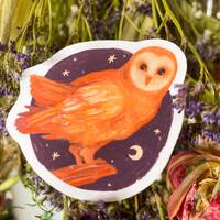 Hecate Owl Sticker: Handmade Whimsical Woodland Stationery