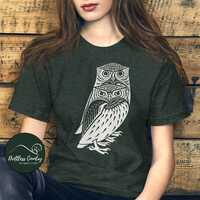 Vintage Woodcut Owl Print Shirt, Cottagecore Nature Inspired Art T-Shirt, Folk Art Owl Gift, Gift fo