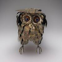 Mid-Century Modern Brutalist Copper Metal Owl Sculpture
