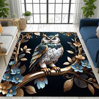 Traditional Owl Rug, Vivid Owl Rug, Rustic Owl Rug, Colorful Owl Rug, Owl Rug, Traditional Rug, Owl 