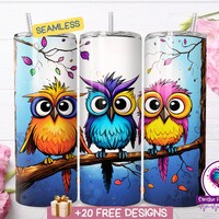 20oz Skinny Sublimation Tumbler PNG, 3 Owls Tumbler Wrap, Instant Digital Download, Popular Tumbler 