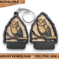 2 Layer Owl Arrowhead Keychain and Magnet Craft Gift Souvenir SVG, png, dxf File Instant Download Bu