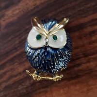 Owl Vintage Brooch Owl Enamel Rhinestone Retro Collectible Pin Owl