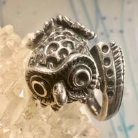 Owl ring size 8 bird band sterling silver women girls 
