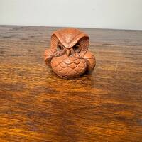 Vintage Woodlike Owl Figurine