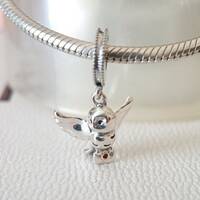 Hedwig Owl Dangle Charm for European Charms Bracelet/Gift for Her/Fashion Gift 925 Silver Charms