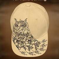 Floral Owl Baseball Hat Burning Design, Ball Cap Pattern, Easy Hand Pyrography, Digital Download