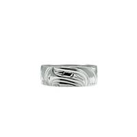 Owl and Forest Ring in Sterling Silver by First Nations Artist Cristiano Matilpi, 1/4 " wide